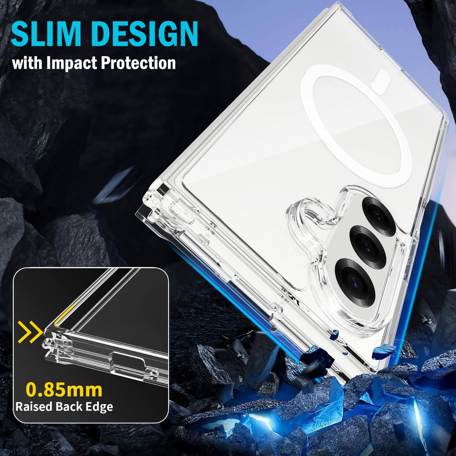 SLIM DESIGN with Impact Protection  
0.85mm Raised Back Edge