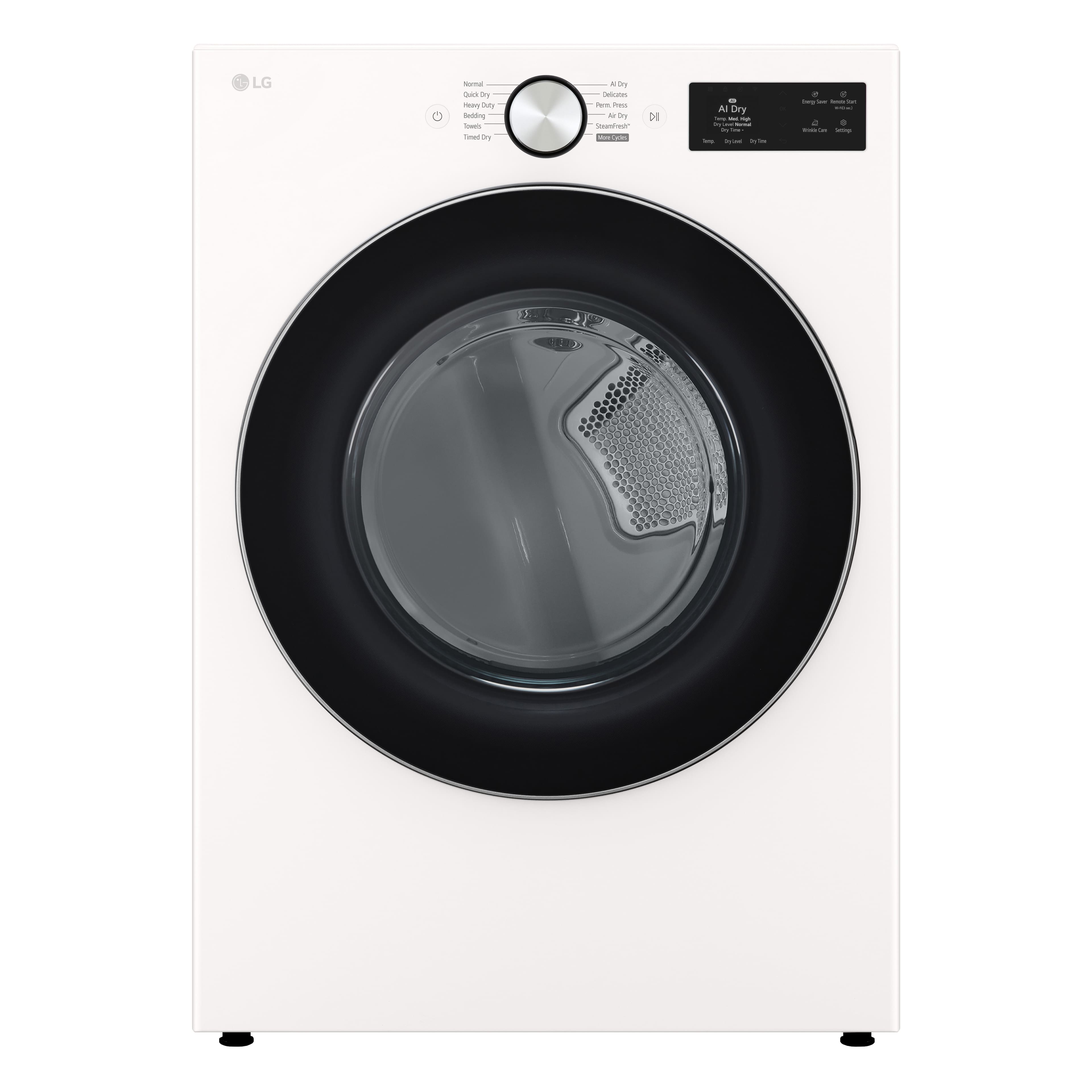 LG - 7.4 Cu. Ft. Smart Gas Dryer with Steam and AI Sensor Dry - Alpine White - Front_Zoom