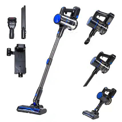 Front. Sweet - Cordless vacuum cleaner, lightweight stick vacuum household anti-tangling and LED light, wireless vacuum cleaner - Black Blue.