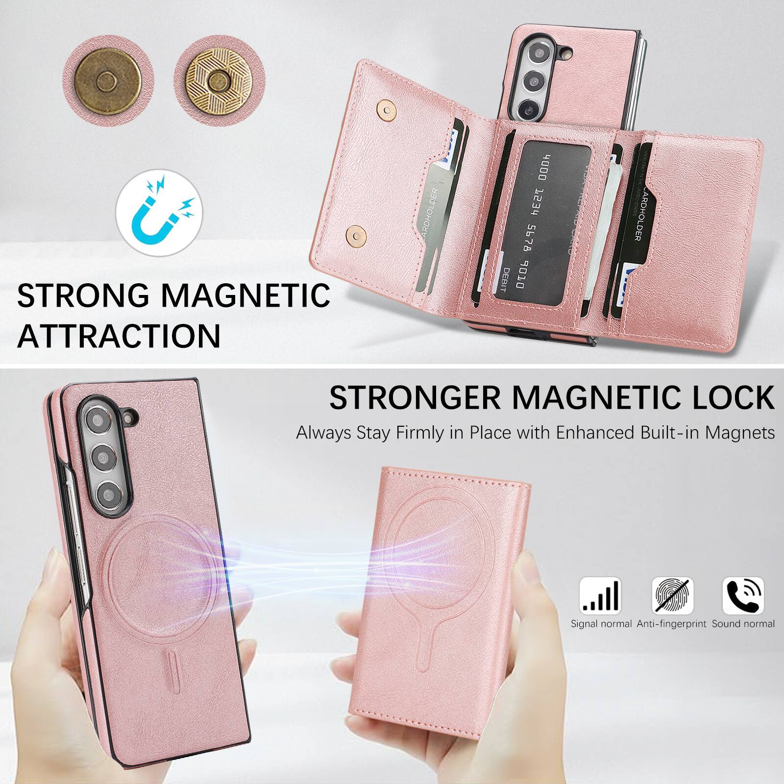 STRONG MAGNETIC ATTRACTION  
ARDHOLDER 000h 53d 5678 DERIT 9010  
ARDHOLDER  
STRONGER MAGNETIC LOCK  
Always Stay Firmly in Place with Enhanced Built-in Magnets  
Signal normal  
Anti-fingerprint  
Sound normal