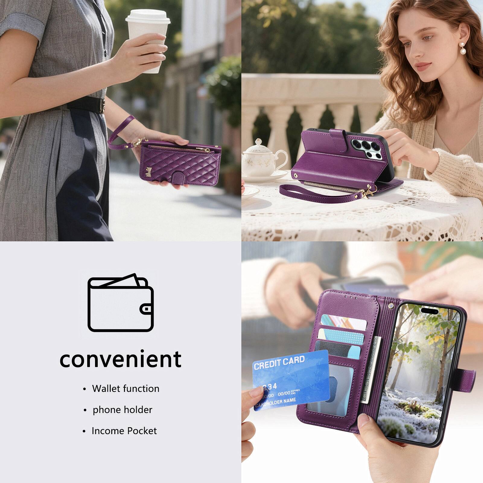 Convenient Credit Card Wallet Function Phone Holder

- Wallet function
- Phone holder
- Income Pocket

CREDIT CARD
1234 0000 0000 0000
CARDHOLDER NAME