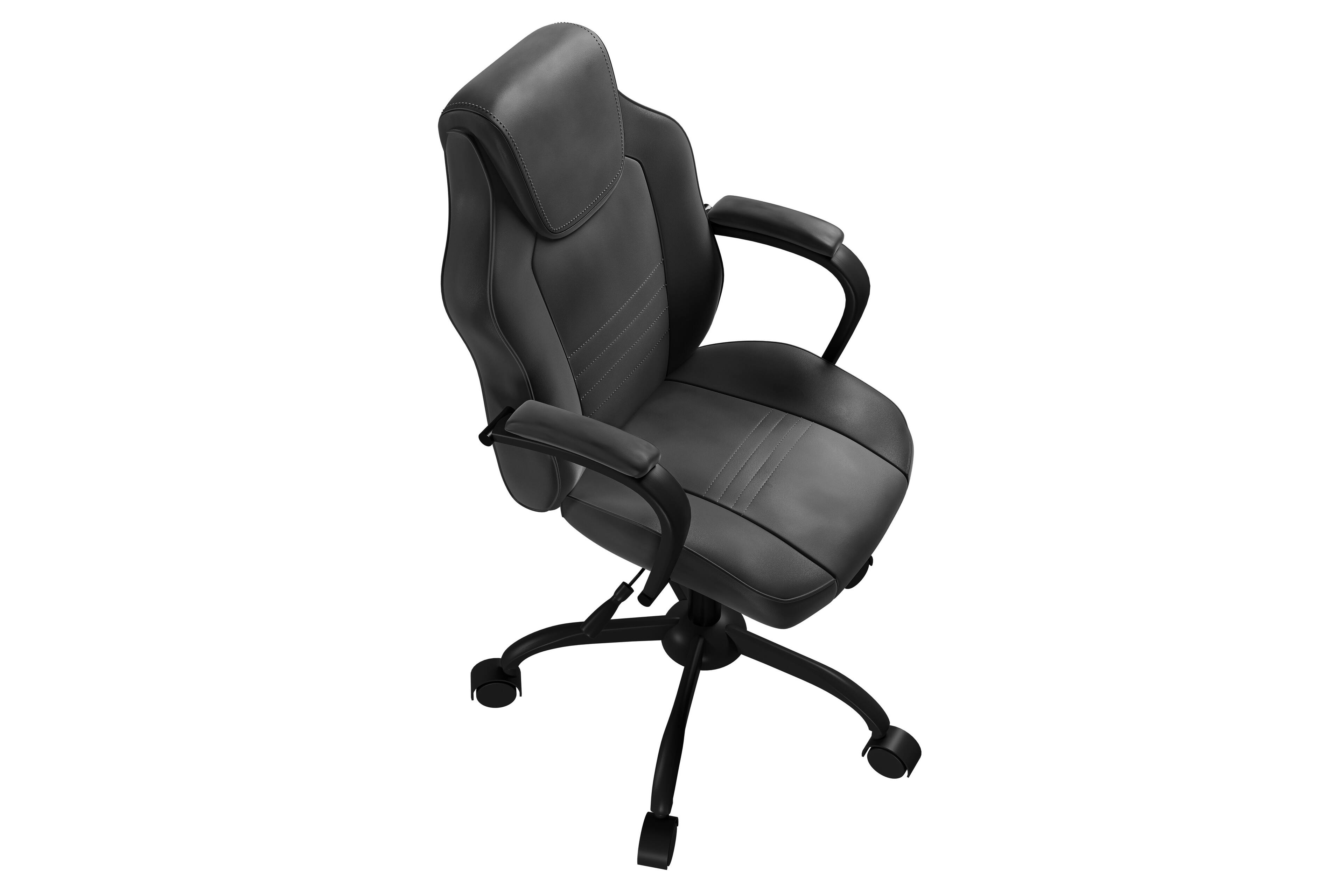 Alt View 5. Spaco - Spaco Gaming Executive Office Chair Black Faux Leather Chairs Casters Plush Padded Chair with Arms Comfortable Chair - Black.