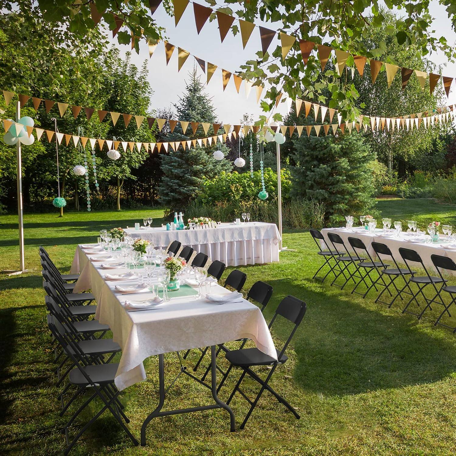 Alt View 6. Winado - Portable Plastic Folding Chair, 20PCS Commercial Seat with Steel Frame for Indoor Outdoor Wedding Party Picnic Dining - Black.