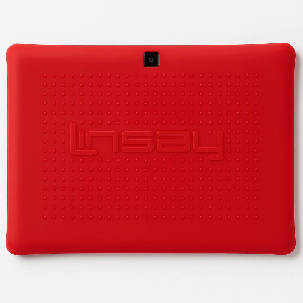 Alt View 8. LINSAY - 10.1"Octa Core 256GB Storage Android 15 Tablet with Red Kids Defender Case and LED Backpack Orange - Orange.