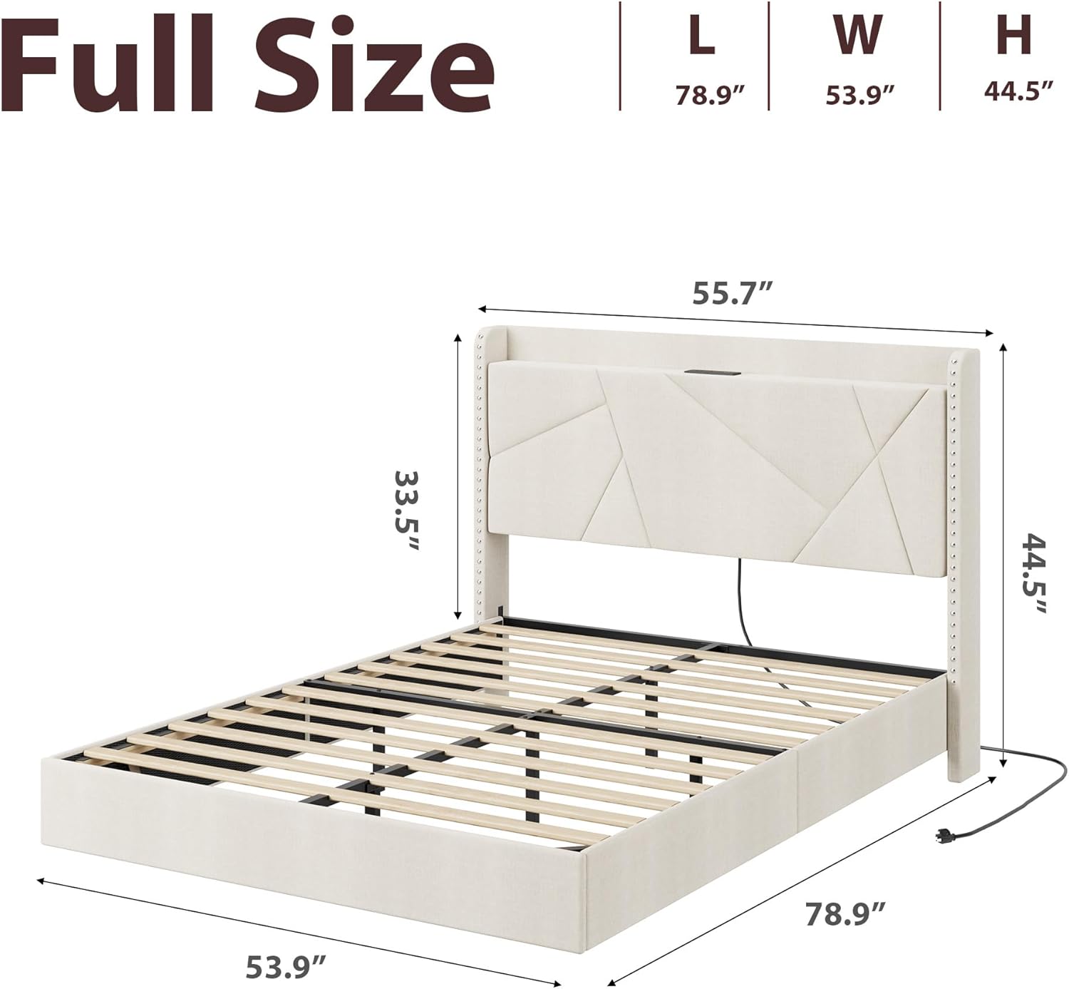 Full Size  
L 78.9"  
W 53.9"  
H 44.5"  
55.7"  
33.5"  
44.5"  
78.9"  
53.9"