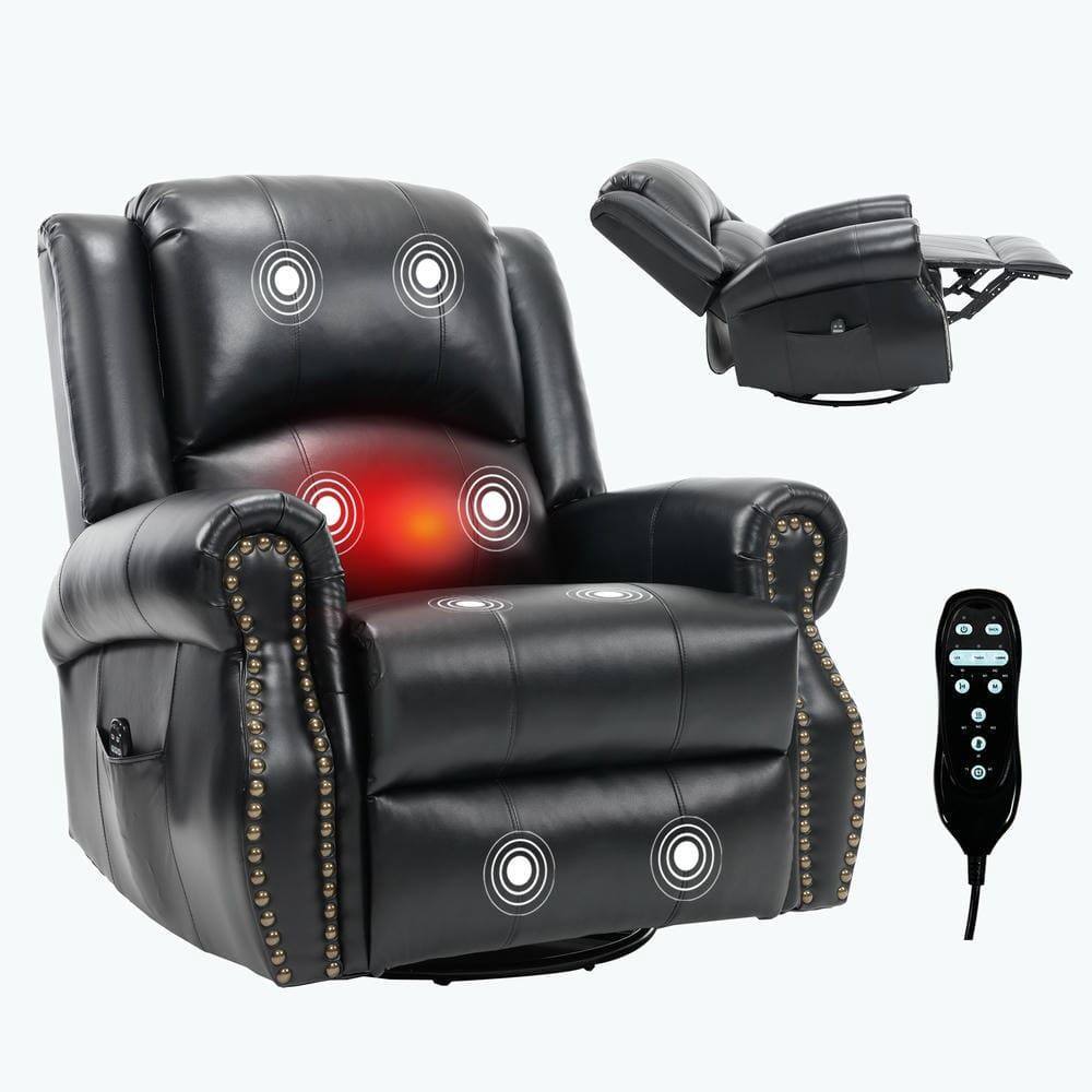 Alt View 2. Kadyn - Fabric Recliner Chair with 8-Node Massage, Heating, and Swivel Rocker Functions, Black - Black.