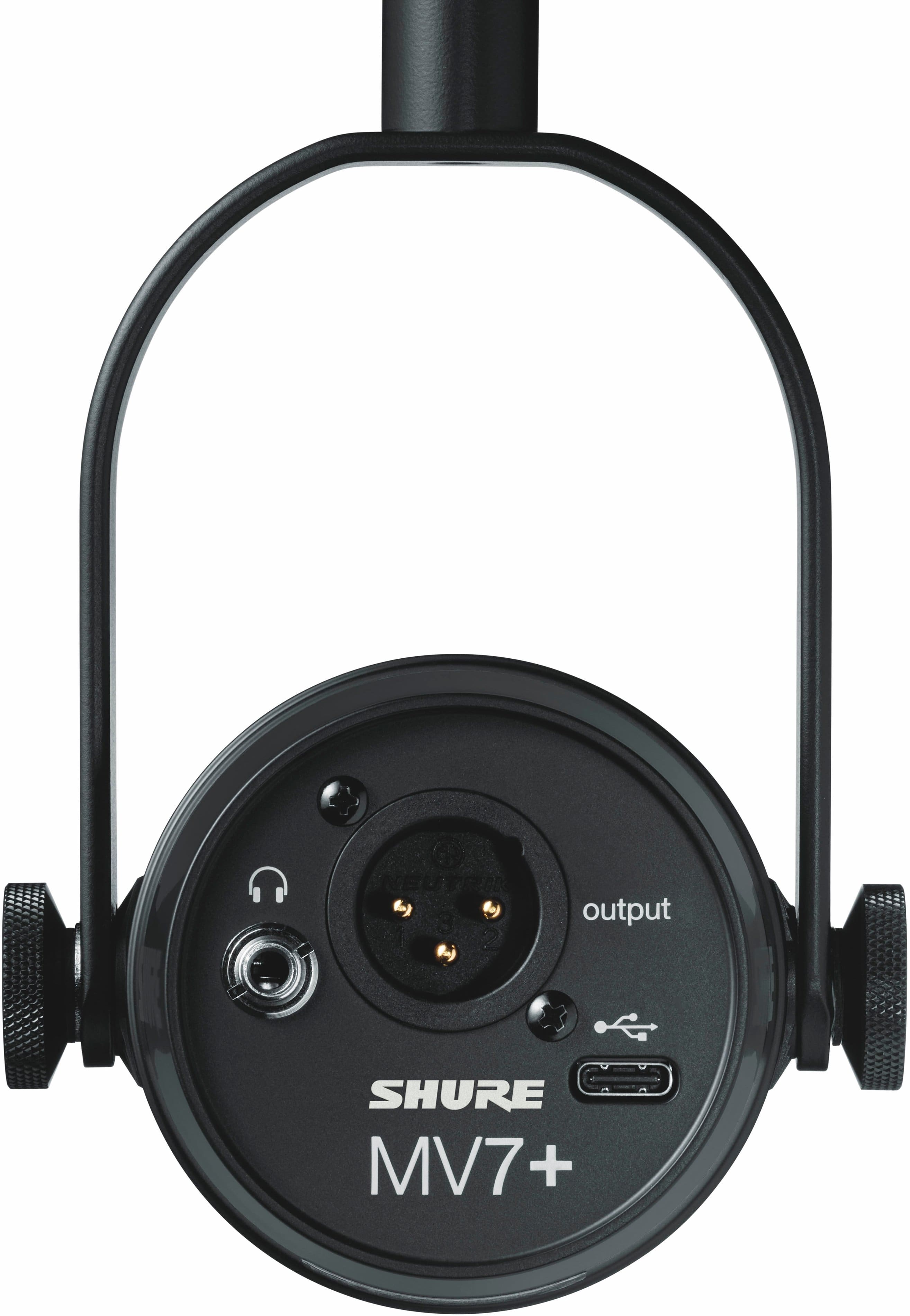 The text on the image reads "SHURE MV7+".
