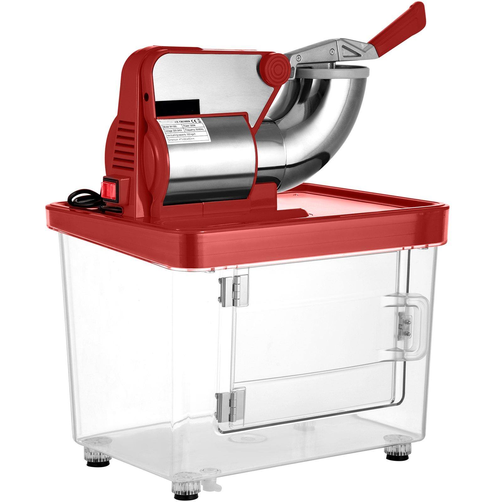 Alt View 10. Glintex - Commercial Ice Crusher 440 lbs/hr, 300W Dual-Blade Electric Snow Cone Machine with Safety Switch for Home & Business - Red.