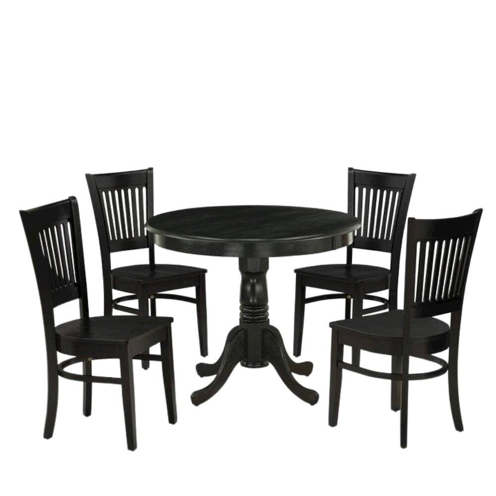 Angle. FurniFact - Black 5 Pc Breakfast Nook Table Set, Kitchen Table and Chairs for 4 - Multi-Color.