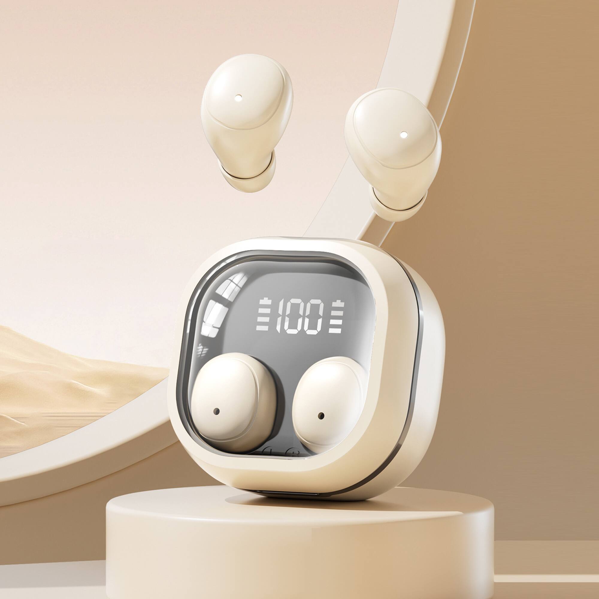 Front. YONWAY - In-Ear Sleep Bluetooth Headset, Long Battery Life Wireless Bluetooth Headphones, 0-Pressure for Side Sleepers.