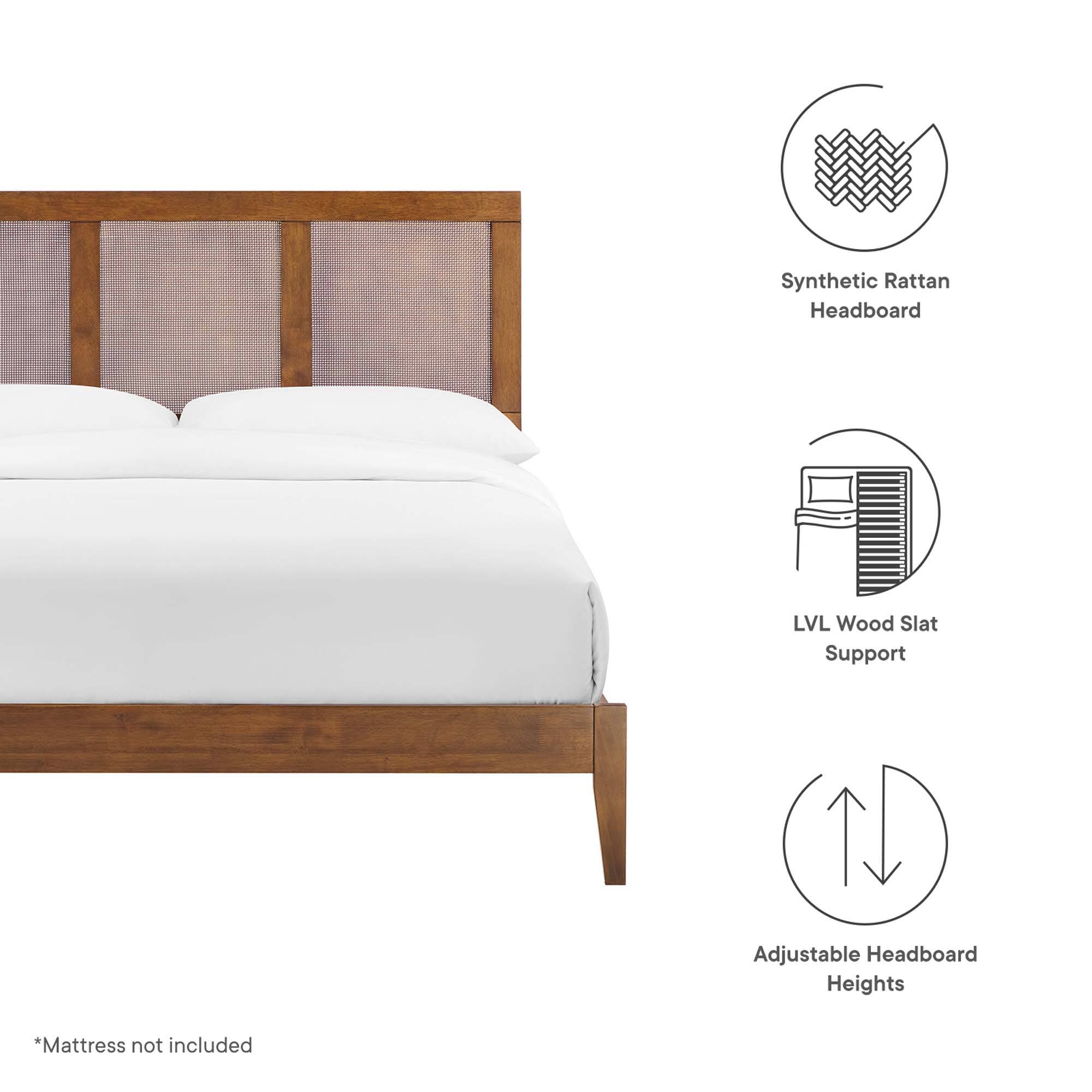 Synthetic Rattan Headboard  
LVL Wood Slat Support  
Adjustable Headboard Heights  

*Mattress not included