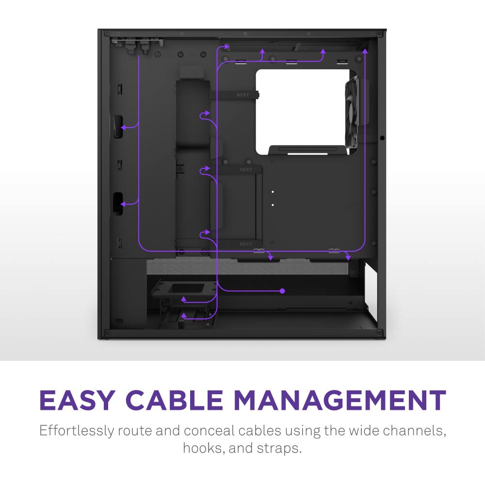 Easy Cable Management: Effortlessly route and conceal cables using the wide channels, hooks, and straps.