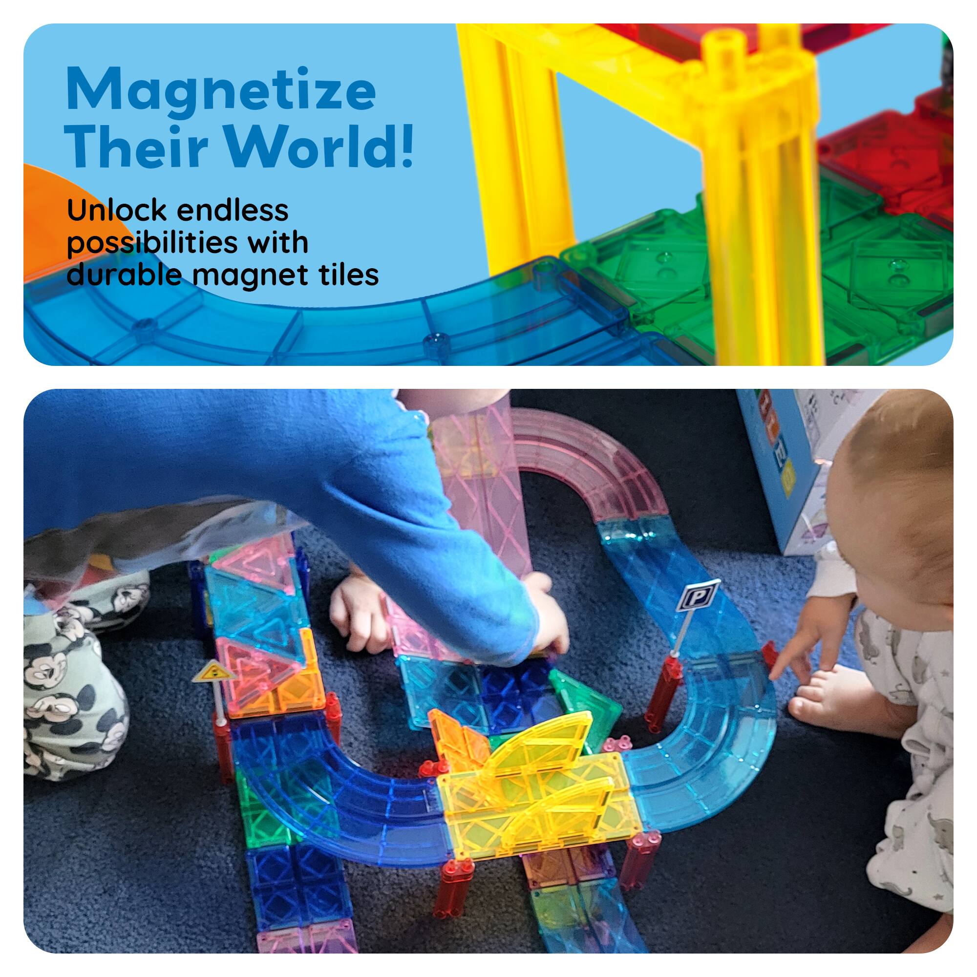 Magnetize Their World!  
Unlock endless possibilities with durable magnet tiles