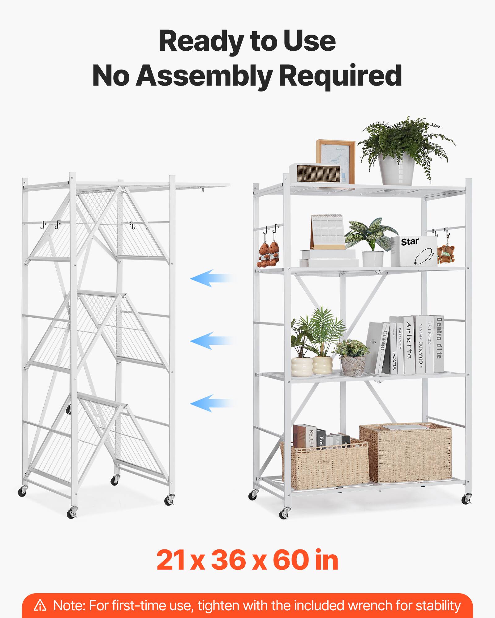 Ready to Use, No Assembly Required, Star - EVERO WELCOME I | Arletta APIRVES AGRANDA I Dentro - dite KELLY Frie, 21 X 36 X 60 in, A Note: For first-time use, tighten with the included wrench for stability