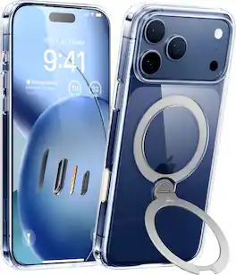 TORRAS - Ostand Q3 Spin - Military-Grade Magnetic Rotatable Case, 90° Adjustable Stand & MagSafe for Apple iPhone 17 Pro Max - Blue