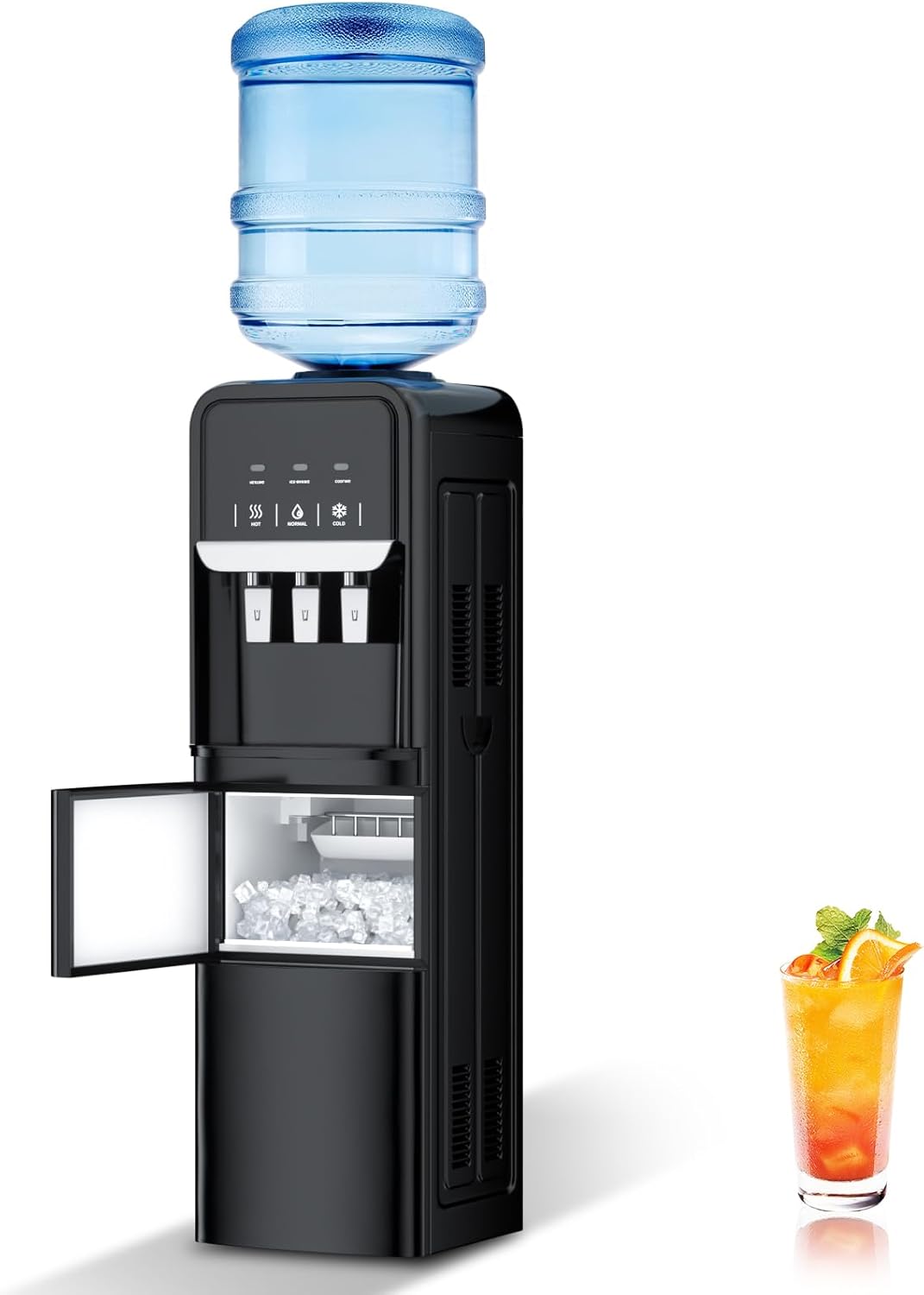 Front. Circus Cirle - 3-in-1 Water Dispenser with 44LBS/24H Ice Maker - Black.