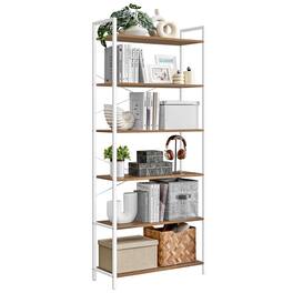 Songmics Home - 6-Tier Bookshelf, Bookcase with Steel Frame, Book Shelf for Living Room, Home Office, Study,Industrial Style - Honey Brown and Cloud White