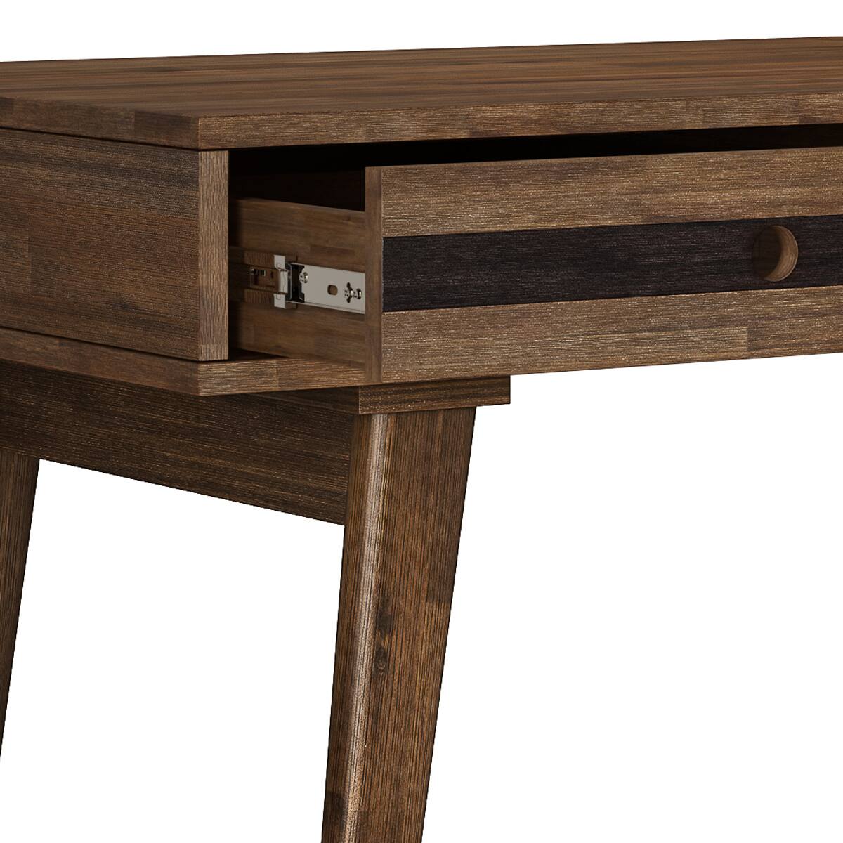 Alt View 4. Simpli Home - Clarkson SOLID ACACIA WOOD Contemporary 60 inch Wide Desk in Rustic Natural Aged Brown - Rustic Natural Aged Brown.