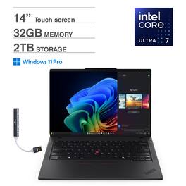 Lenovo - ThinkPad T14 Laptop 14.0 WUXGA Display (Ultra 7-255U, 32GB, 2TB SSD, Intel Graphics, Win 11 Pro) w/USB Hub - Black