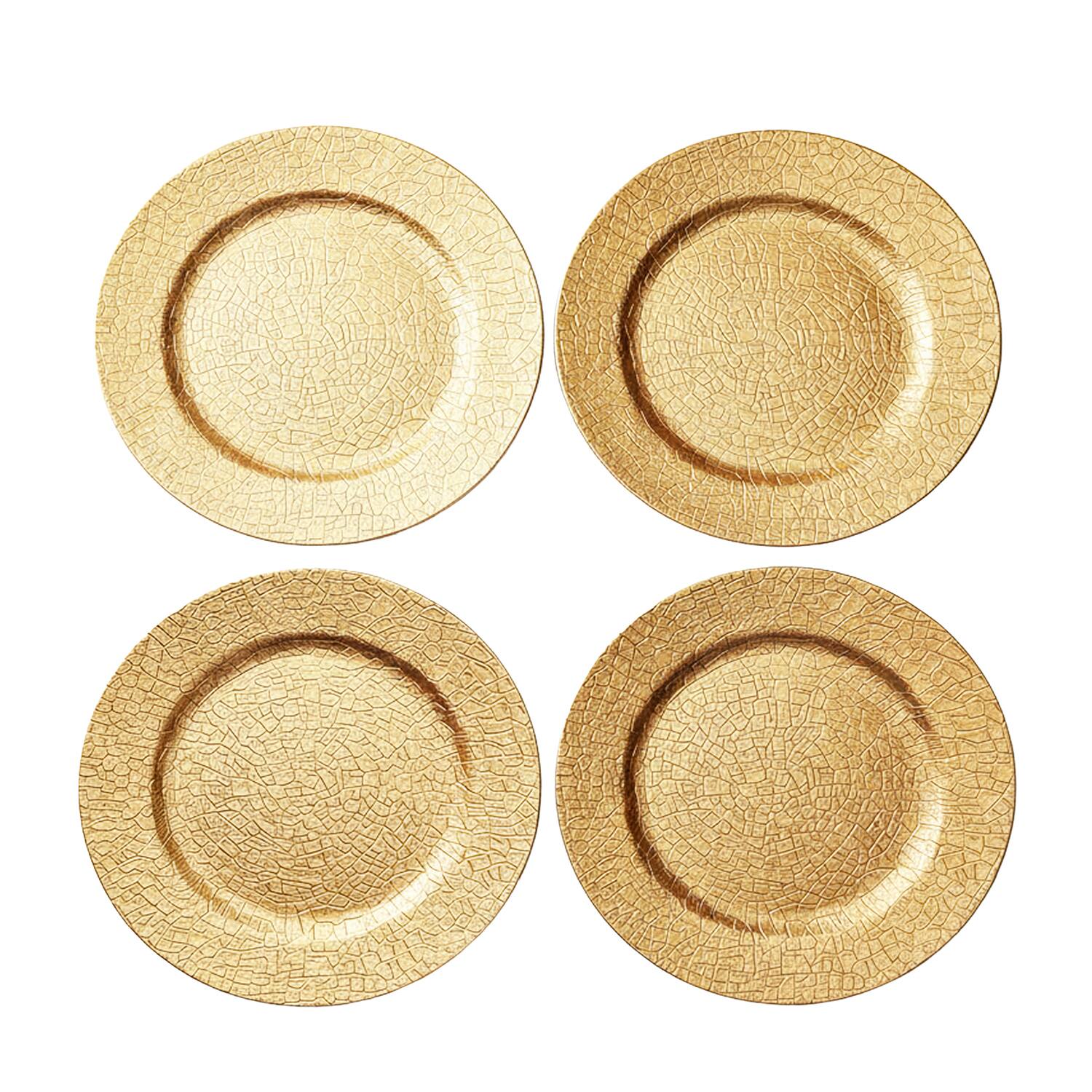 Angle. American Atelier - Rhiannon Gold Plated Set of 4 Charger Plates 13"D - Gold.