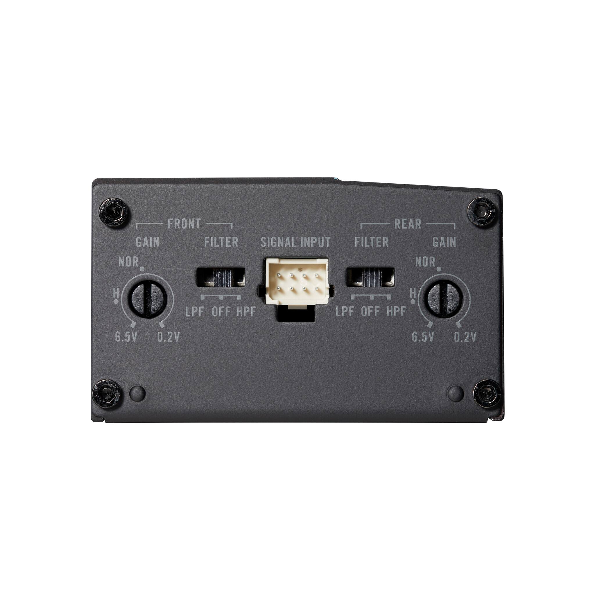 FRONT GAIN FILTER SIGNAL INPUT REAR FILTER GAIN NOR H LPF OFF HPF 6.5V 0.2V