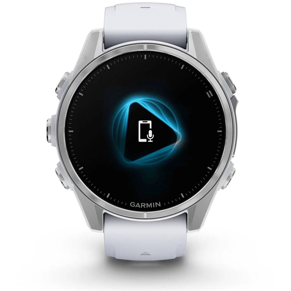 Alt View 4. Garmin - Fenix 8 43 mm, AMOLED, Silver w/ Whitestone Silicone Band + Fitness Bundle - Silver.