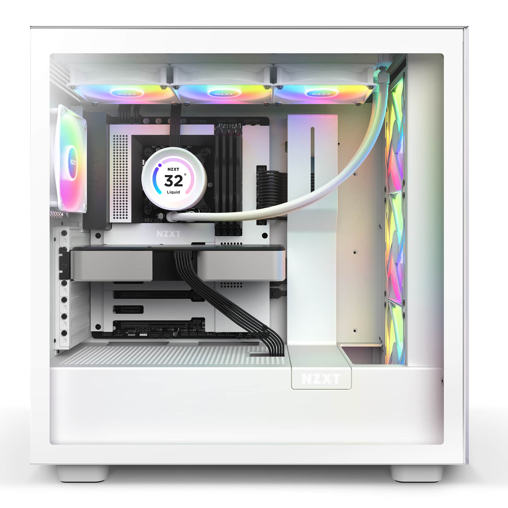 Alt View 19. NZXT - Kraken Elite RGB 360mm Radiator CPU Liquid Cooler (3 x 120mm Core Fans) with RGB Controller and 2.36" LCD Display - White.