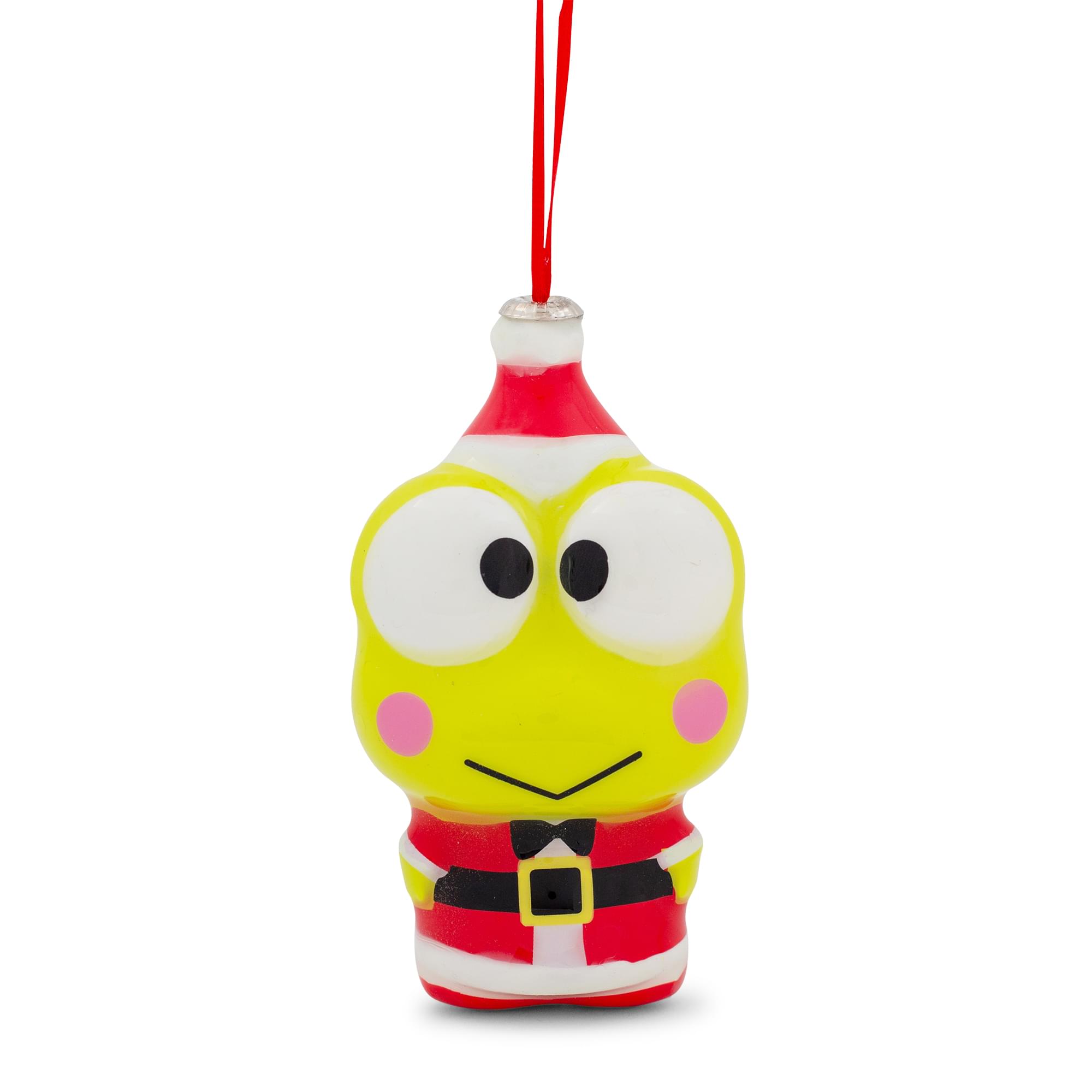 Front. Surreal Entertainment - Sanrio Keroppi Santa 4-Inch Shatterproof Decoupage Ornament - Green.