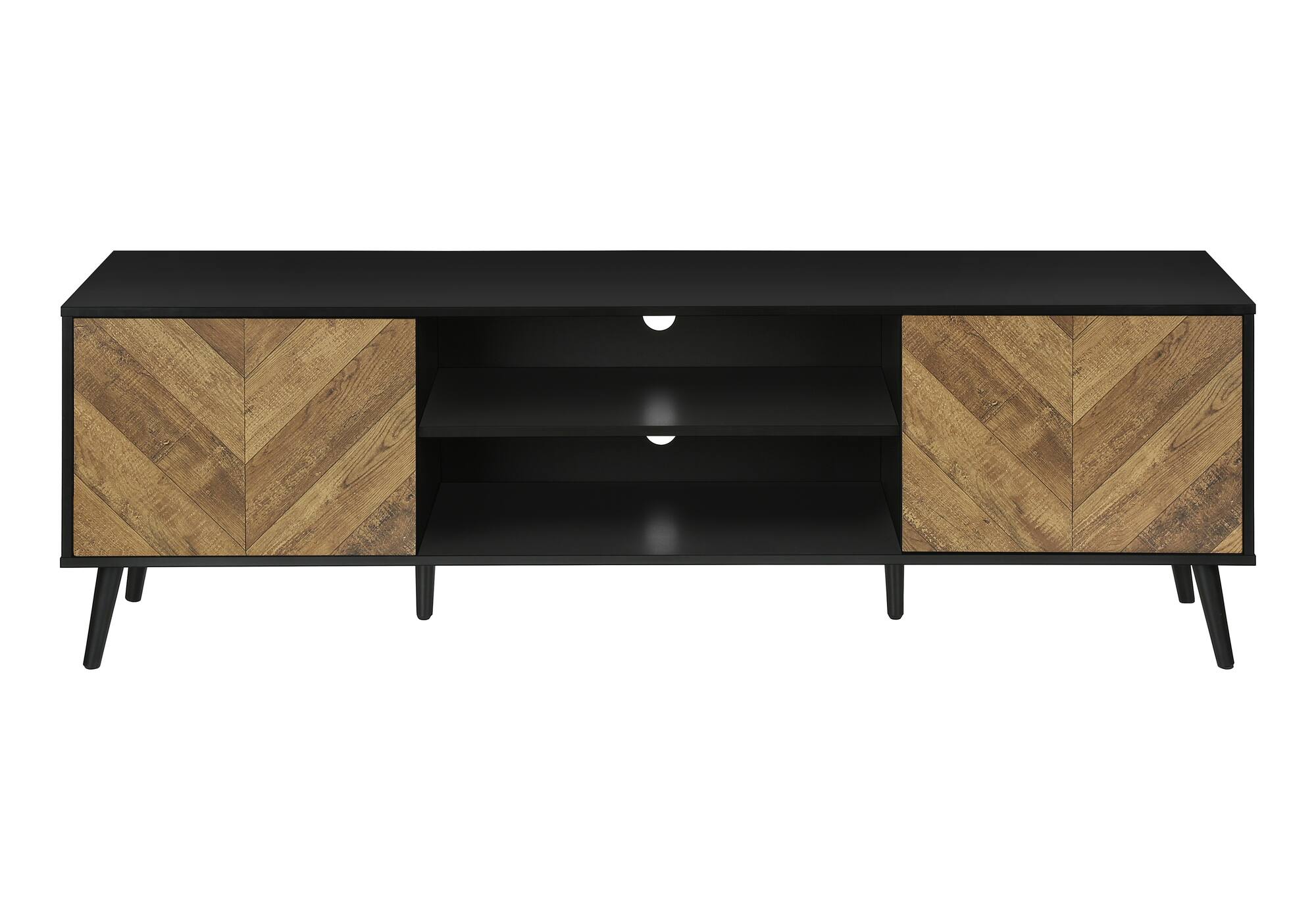 Alt View 1. APRILSOUL - Tv Stand 72 Inch Console Media Entertainment Center Storage Cabinet Brown And Black Laminate Black Wood Legs - Black.