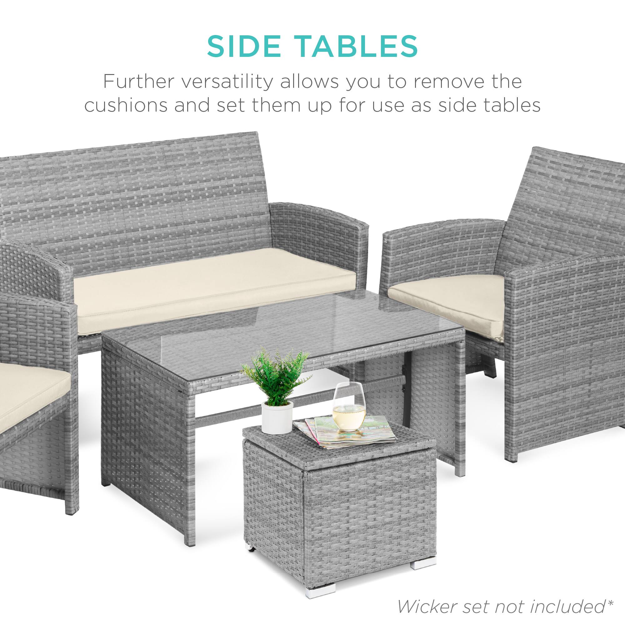 SIDE TABLES

Further versatility allows you to remove the cushions and set them up for use as side tables

Wicker set not included*