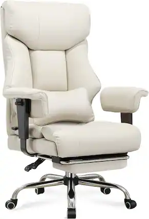 Front. CloudRest Pro - Big and Tall Office Chair Faux Leather Ergonomic Executive Chair,Beige - Beige.