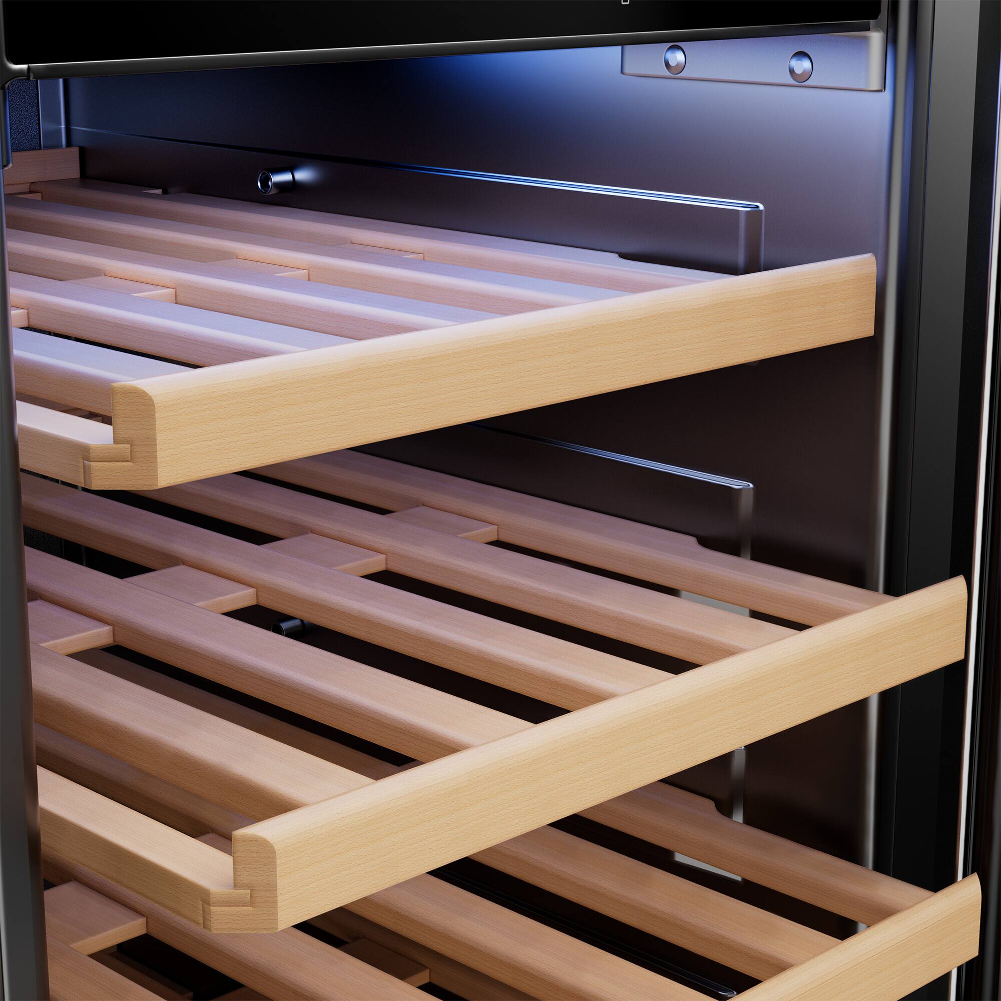 Alt View 1. Empava - 15 In. 13-bottle Wine Cooler With Compressor Cooling, 6 Beech Wood Shelves, Built-in/freestanding Wine Fridge In Black - Black.