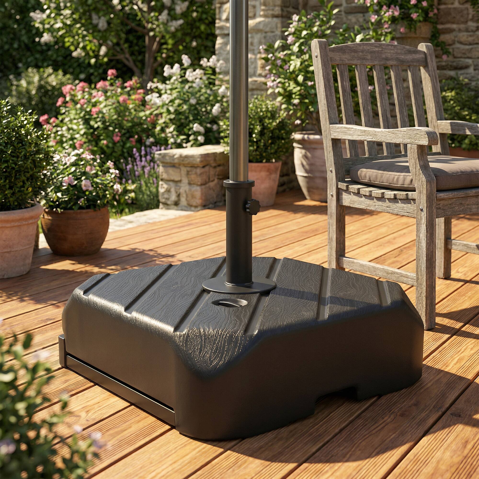 Alt View 1. Outsunny - Umbrella Base with Wheels, Telescopic Handle - Black.