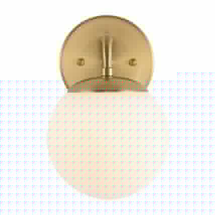 Front. Jonathan Y - Louis Parisian Globe 5.75" 1-Light Metal/Frosted Glass Modern Contemporary LED Vanity, Brass Gold - Brass Gold.