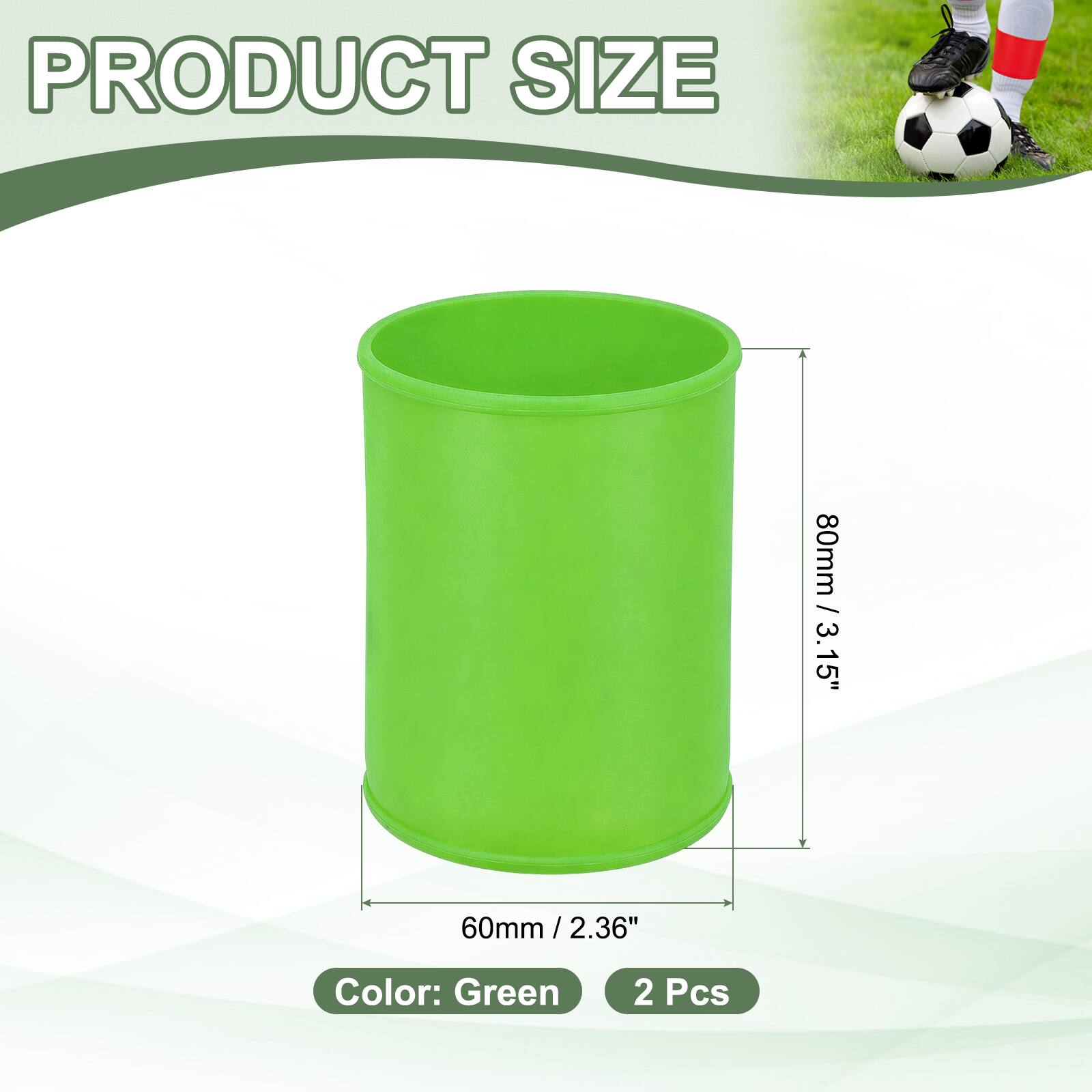 PRODUCT SIZE  
80mm / 3.15"  
60mm / 2.36"  
Color: Green  
2 Pcs