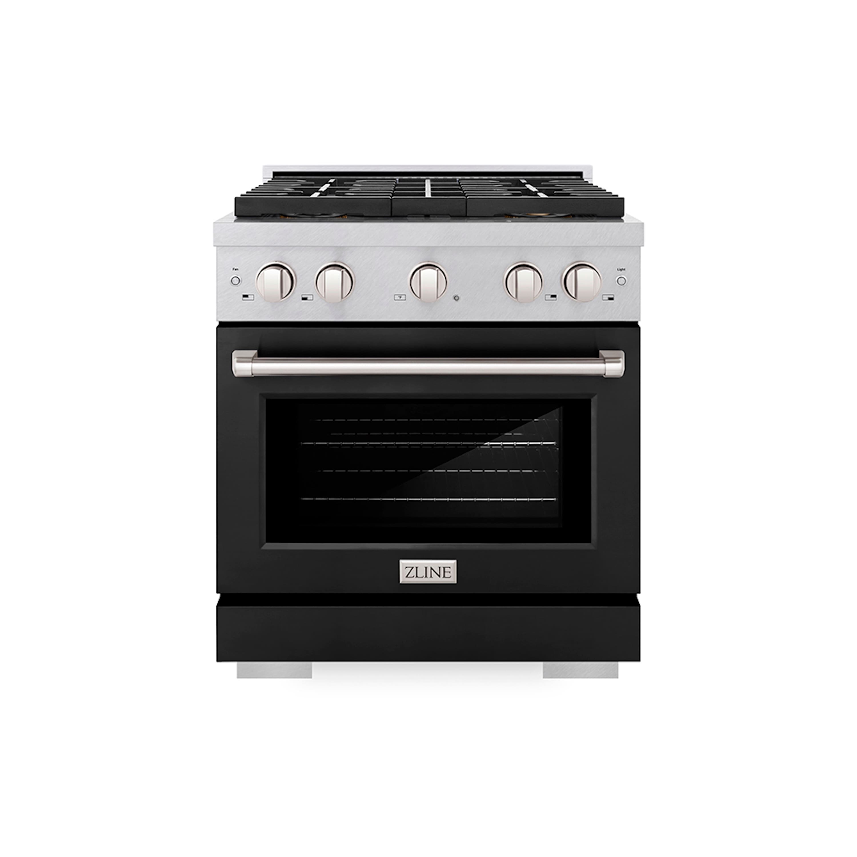 ZLINE - 30 in. 4.2 cu. ft. Freestanding Paramount Gas DuoPro Range with Convection Oven - Satin Steel/Black Matte - Front_Zoom