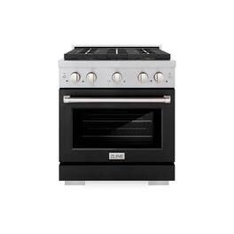 ZLINE - 30 in. 4.2 cu. ft. Freestanding Paramount Gas DuoPro Range with Convection Oven - Satin Steel/Black Matte