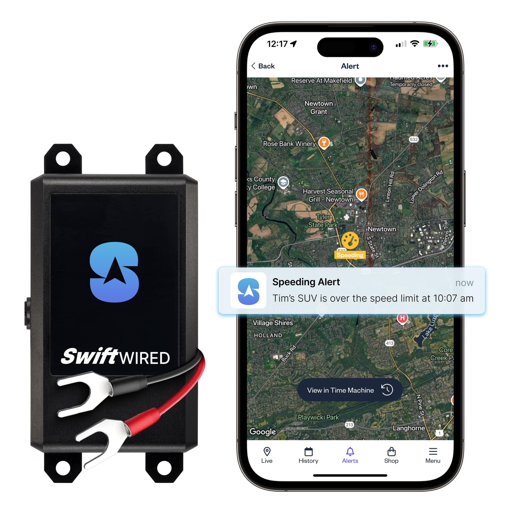 Spytec GPS - Spytec Swift Wired GPS Tracker for Cars Real-Time GPS Tracking for Vehicles & Trucks, Easy Installation to Car Battery - Black