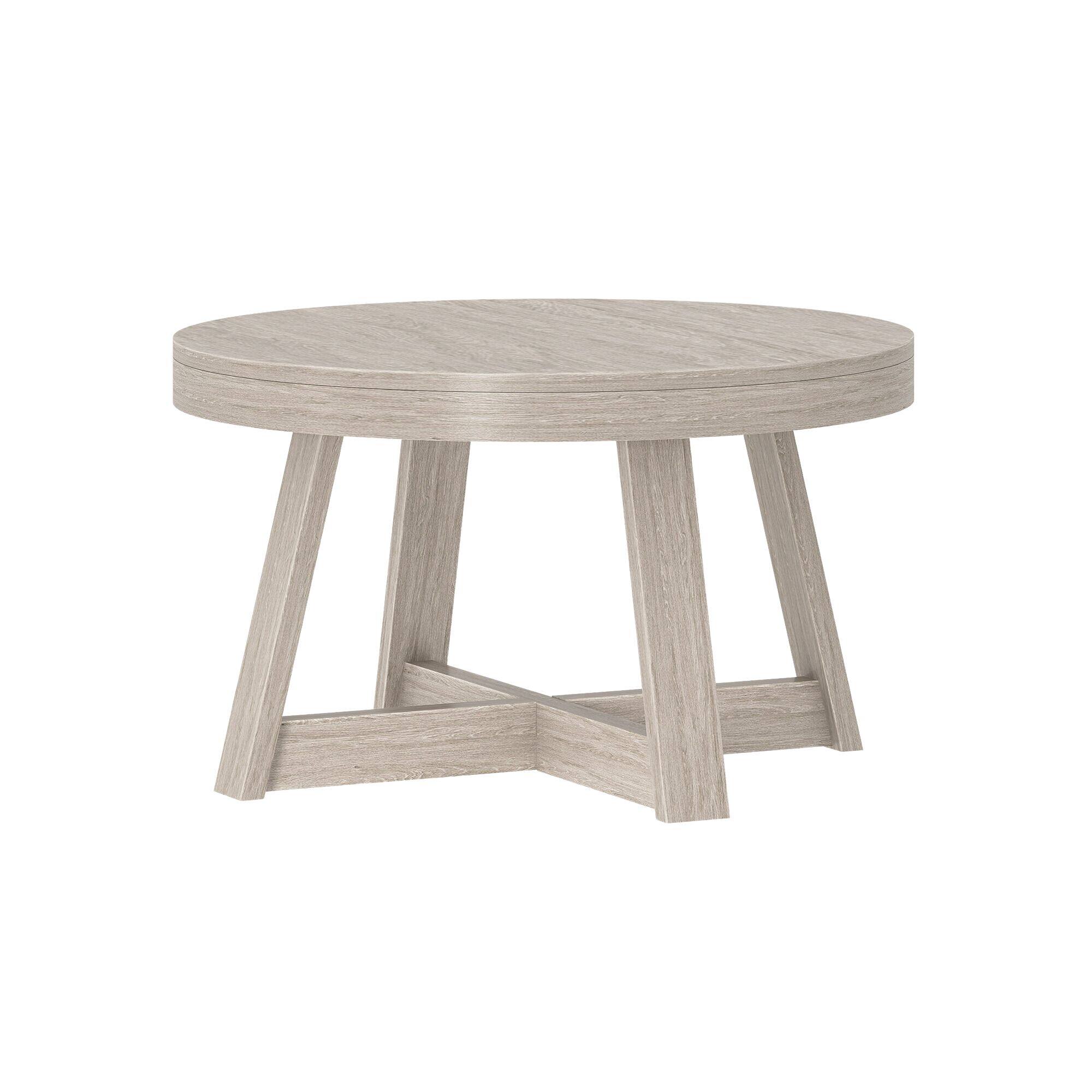 Alt View 2. Plank+Beam - Classic Round Coffee Table (30in x 30in / 760mm x 760mm), Seashell Wirebrush - Seashell Wirebrush.