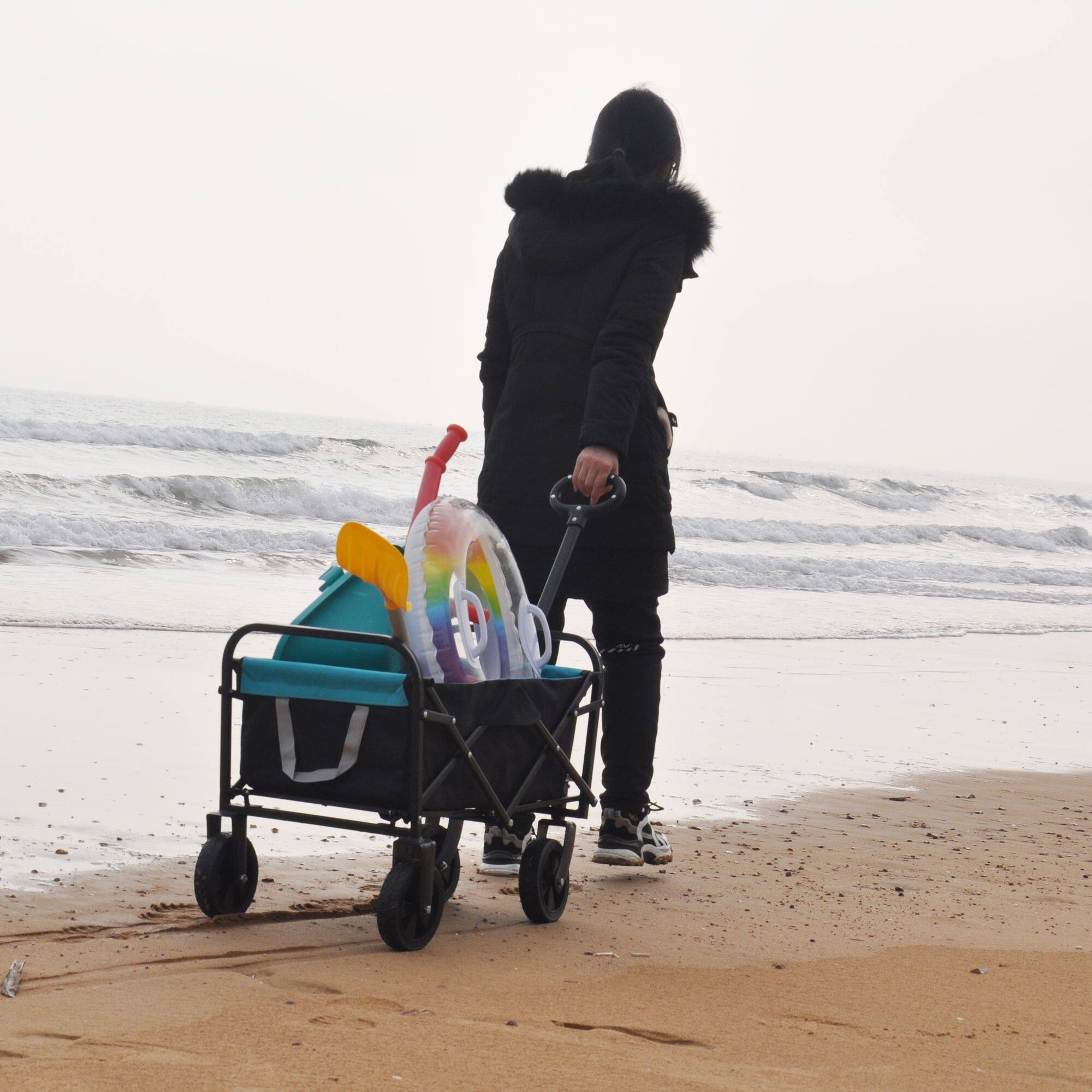 Alt View 9. Loheer - Loheer Folding Wagon Heavy Duty Utility Cart Collapsible Outdoor Beach Cart Garden Grocery Wagon.