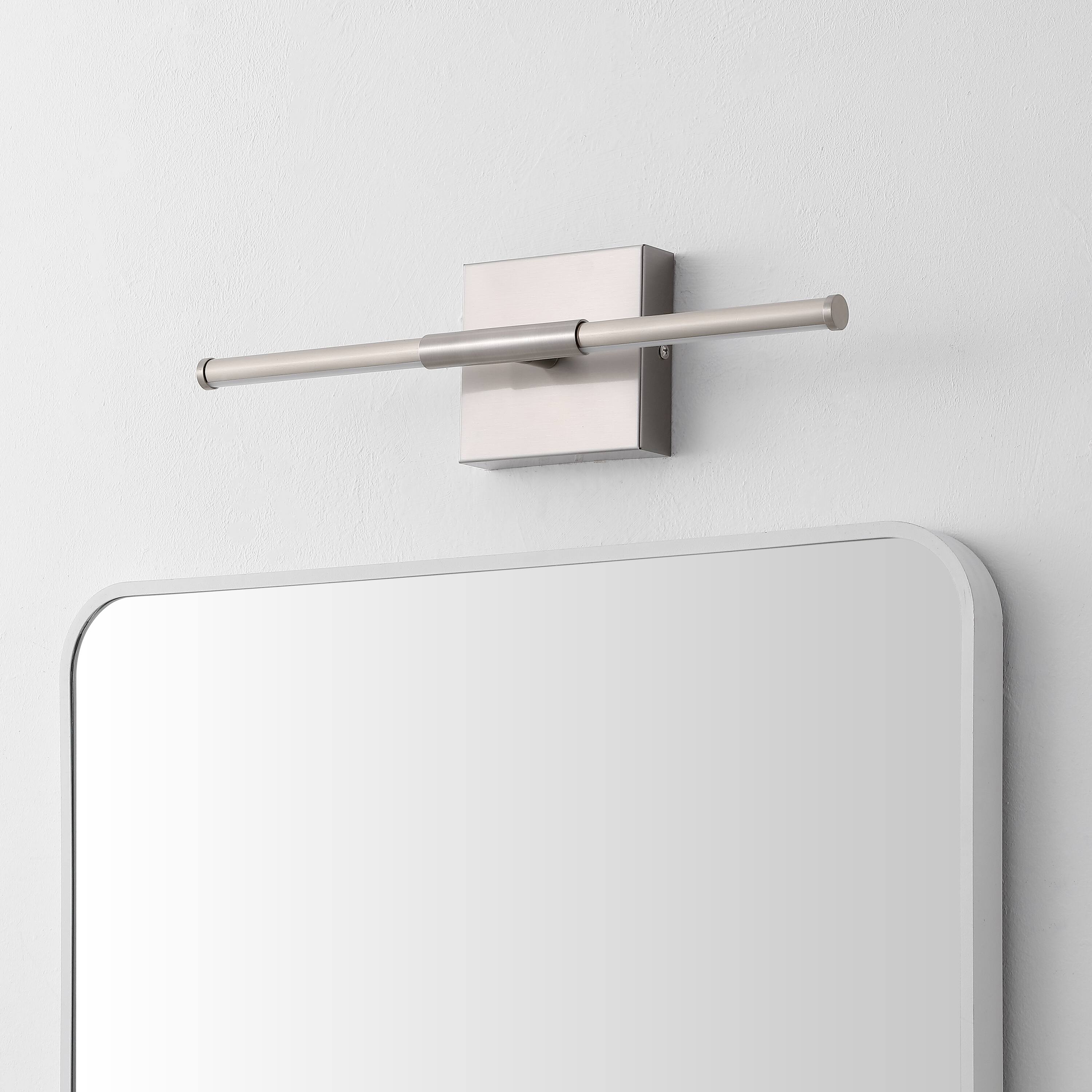 Alt View 10. Jonathan Y - McKenna 16.25" Modern Minimalist Dimmable Integrated LED Metal Wall Sconce, Nickel - Nickel.