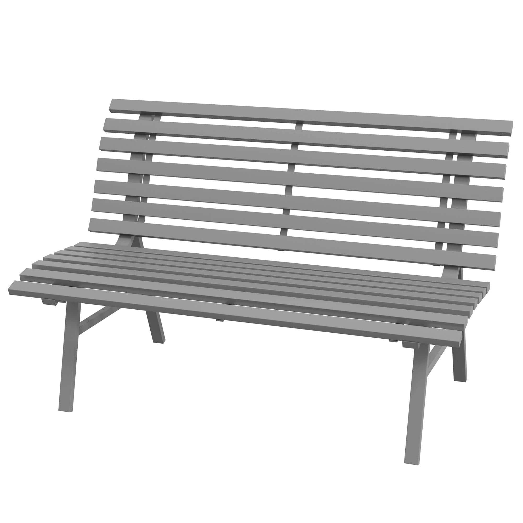Resenkos - Aluminum Bench, Lightweight Slatted Seat, Outdoor Park Deck Bench,Perfect for Lawn - Gray