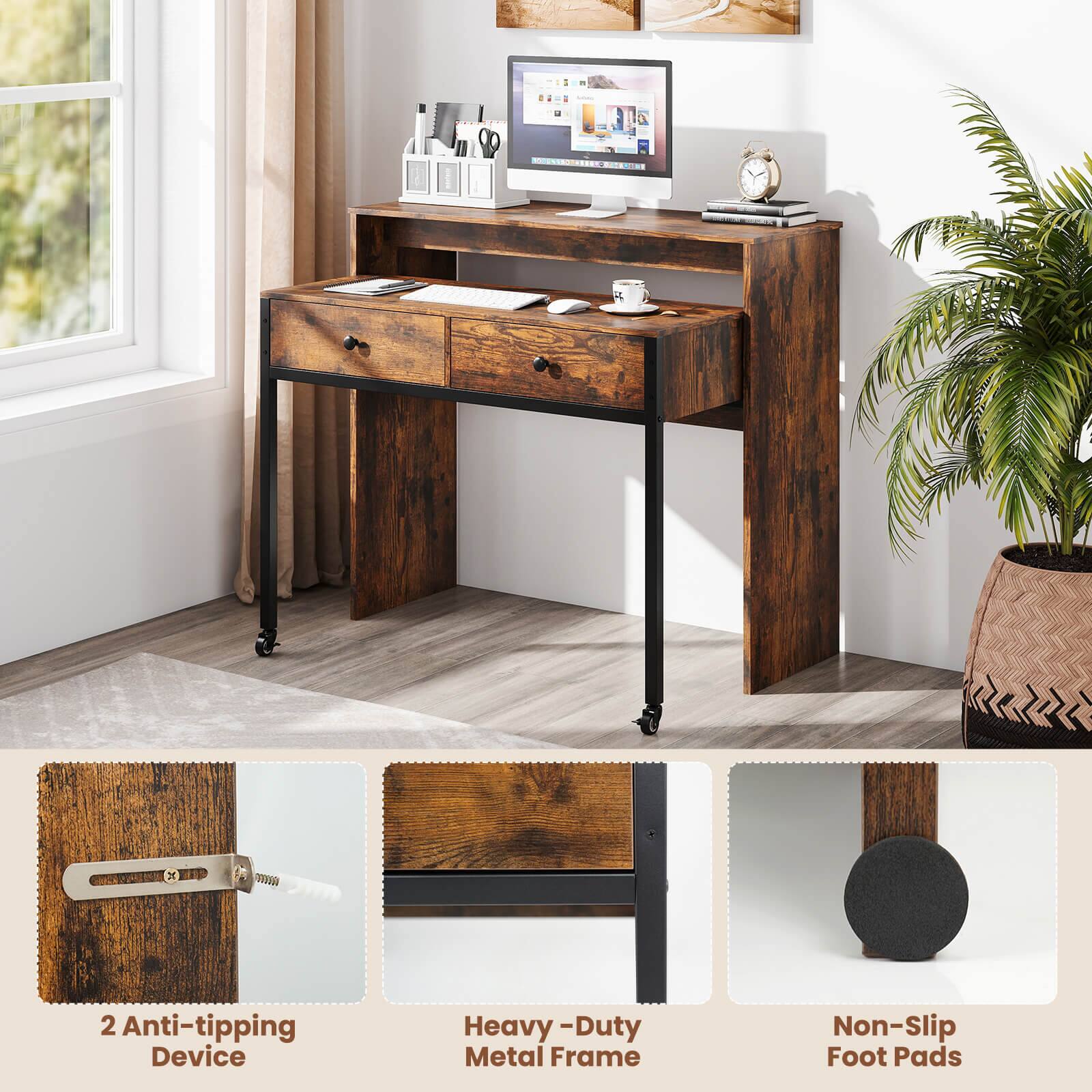 2 Anti-tipping Device, Heavy-Duty Metal Frame, Non-Slip Foot Pads