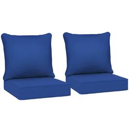Outsunny - Outdoor Chair Cushions Set of 2, Fade Resistant, 24 x 24 In Deep Seat, Patio Cushions for Chair, Sofa - Navy Blue