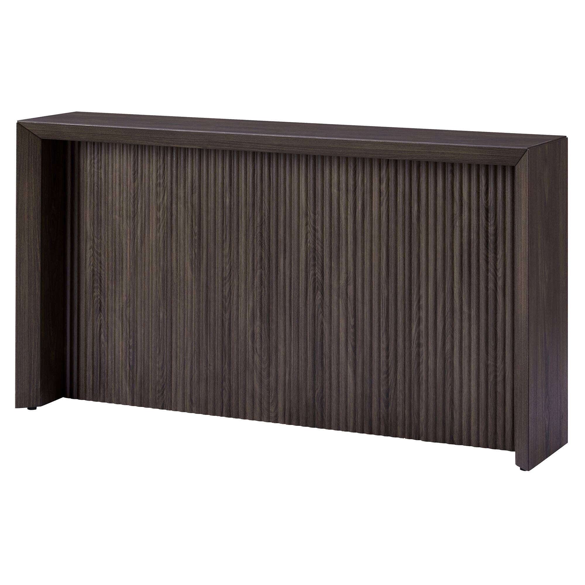 Left. Hudson&Canal - Piedmont 56" Wide Rectangular Fluted Console Table - Brown.