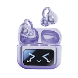 PRIMEPLUS - M100 Wireless Earbuds – LED Touchscreen Case, Bluetooth 5.4, 40H Playtime, IPX7 Waterproof, Music & Game Mode - Purple