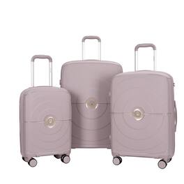 BreeBe - Hardshell Suitcase Double Spinner Wheels PP Luggage Sets Lightweight Durable Suitcase with TSA Lock, 3-Piece Set - Greige