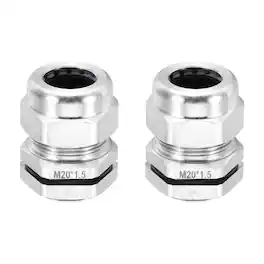 Unique Bargains - M20x1.5mm Cable Gland, IP68 Waterproof Strain Relief, 304 Stainless Steel, for 6-12mm Wire, 2pcs - Silver