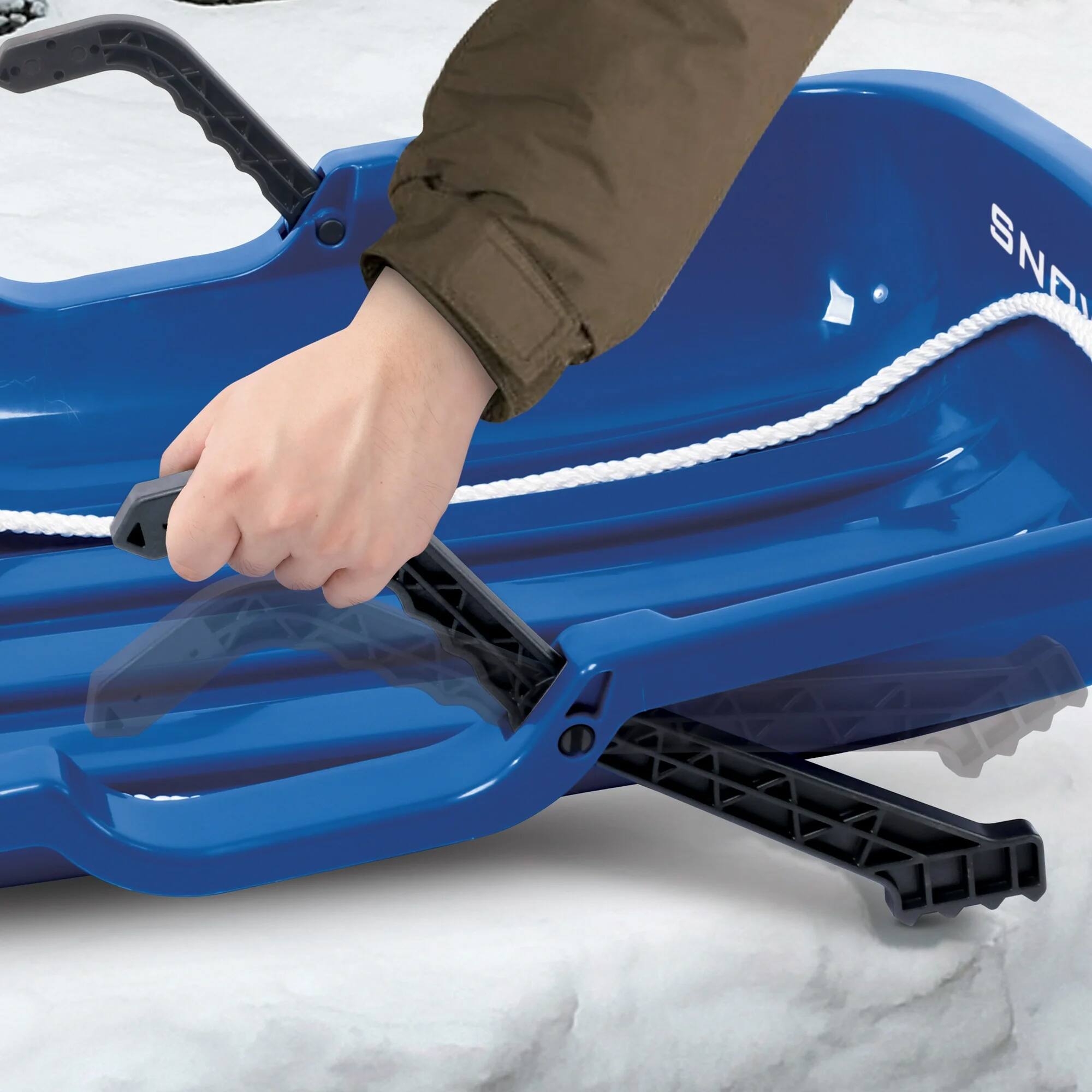 Alt View 7. Snow Joe - Snow Joe Plastic Snow Sled, 48” Sledding Toboggan Board w/ Handles, SJ-SLD48-SJB - Blue.