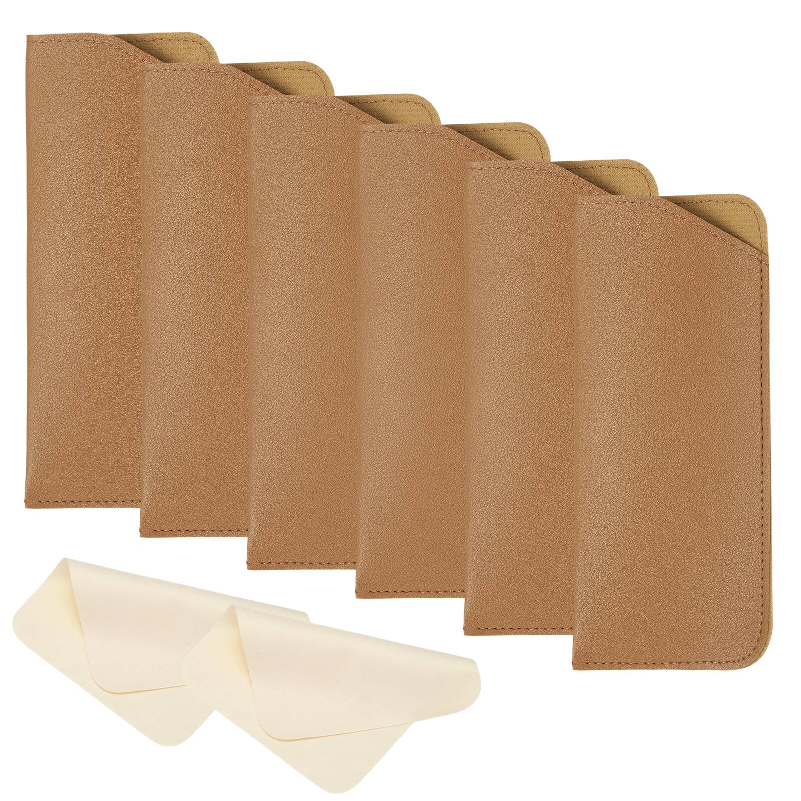 "Unique Bargains - 6pcs Leather Eyeglass Case 3x6.9"" Sleeve Pouch with 2 Cleaning Cloths for Eyewear - Brown" price history on PriceWatchPro